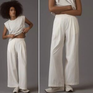 NWT Anthropologie Daily Practice White Pleated Wide Leg Pants